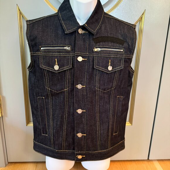 Black Apple Sleeveless Jean Jacket Size Medium - Picture 1 of 13